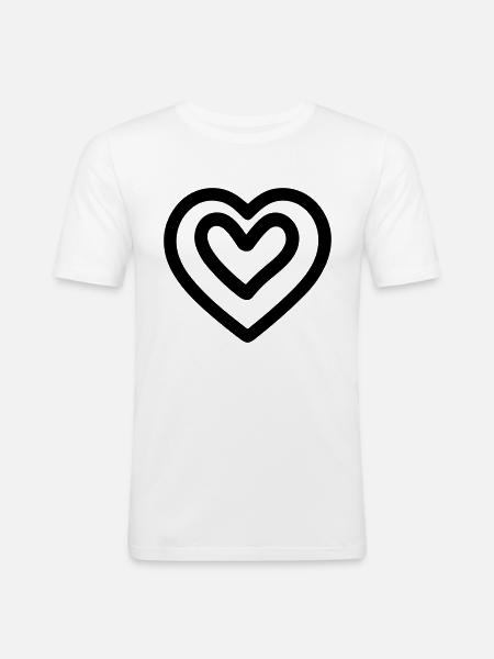 Herz - Männer Slim Fit T-Shirt - Weiß