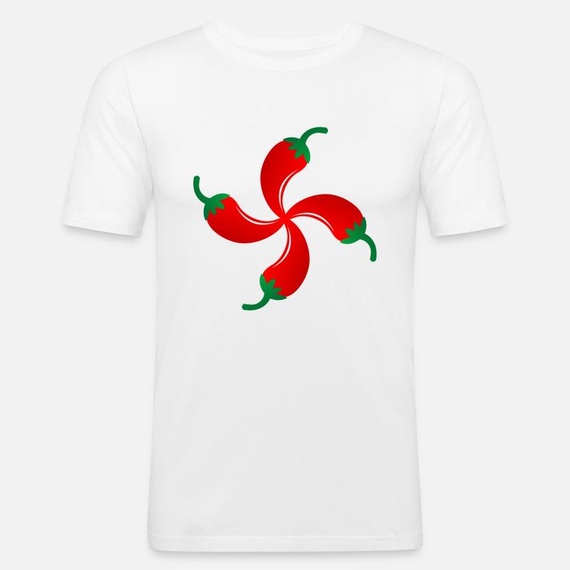 Quer Espelette Basken - Männer Slim Fit T-Shirt - Weiß