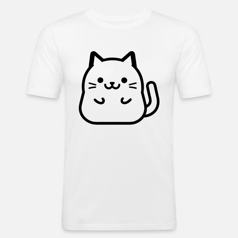Katze - Männer Slim Fit T-Shirt - Weiß