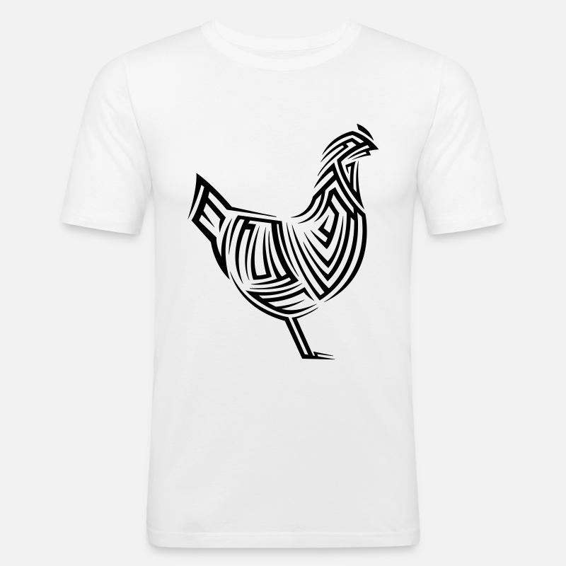 Huhn Tribal Tattoo - Männer Slim Fit T-Shirt - Weiß