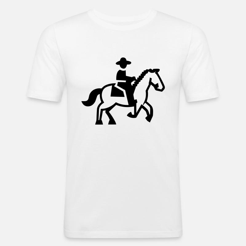 cavalière cheval cavalier - T-shirt près du corps Homme - blanc