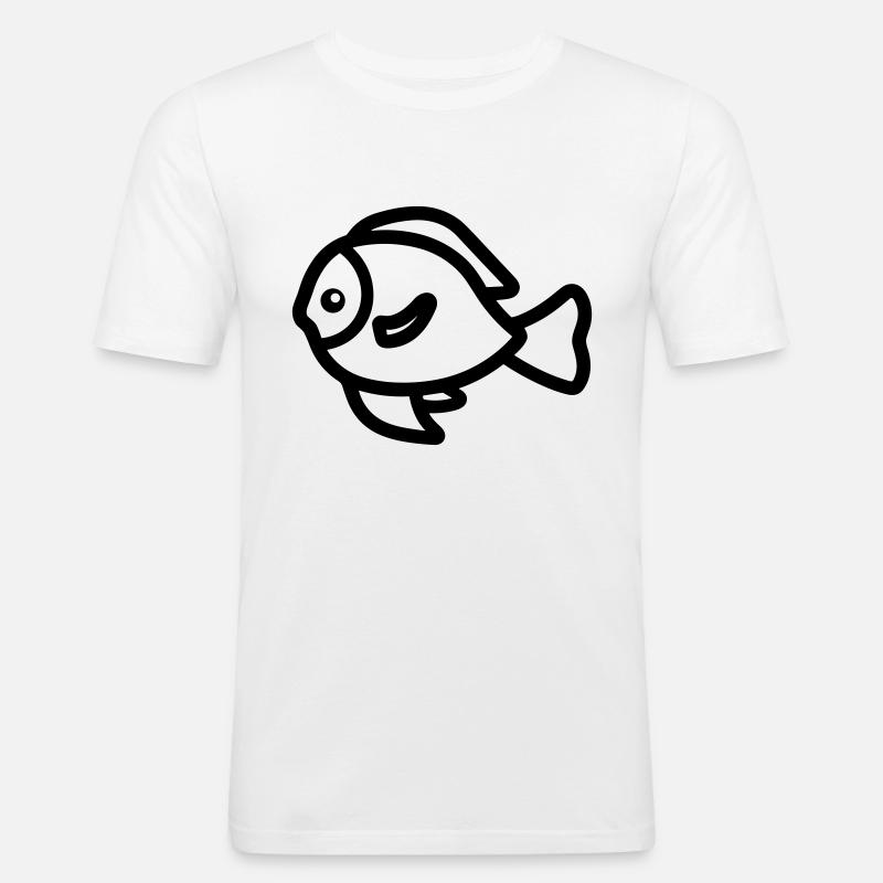 Fisch - Männer Slim Fit T-Shirt - Weiß