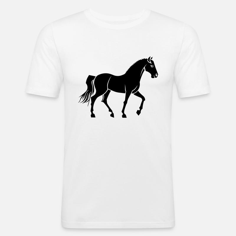 Pferd - Männer Slim Fit T-Shirt - Weiß