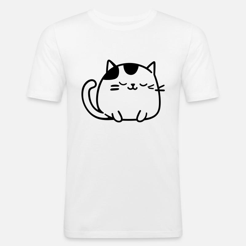 Katze - Männer Slim Fit T-Shirt - Weiß