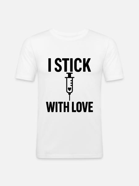 Nurse pricked with love - Men's Slim Fit T-Shirt - white