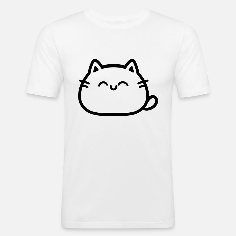 Katze - Männer Slim Fit T-Shirt - Weiß