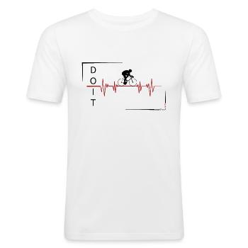 Radfahrer - Puls - Männer Slim Fit T-Shirt - Weiß - Vorne - Nik (191cm)