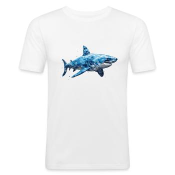 Great white Shark - Men's Slim Fit T-Shirt - white - Front - Nik (191cm)