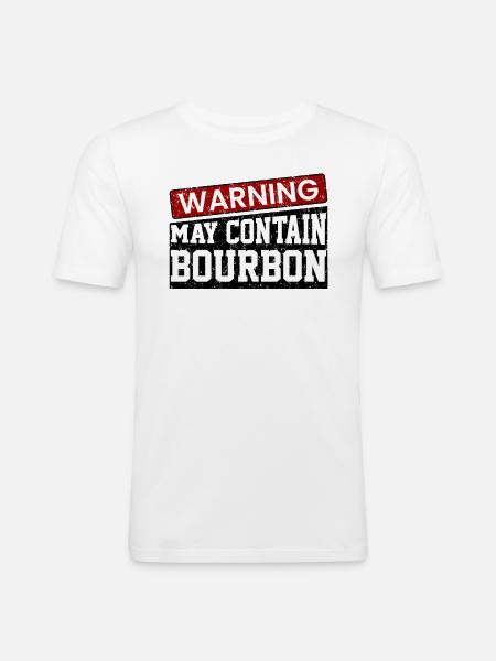 Warning May Contain Bourbon - Men's Slim Fit T-Shirt - white