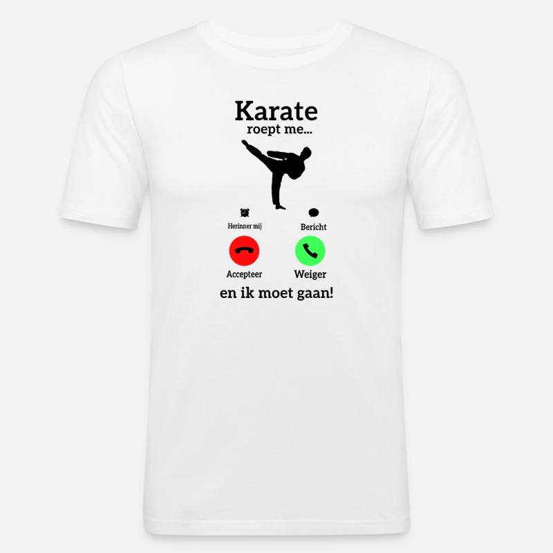Karate Roept Me - Männer Slim Fit T-Shirt - Weiß