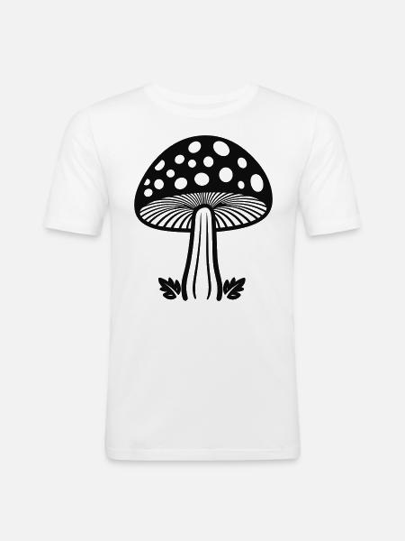 champignon - T-shirt près du corps Homme - blanc