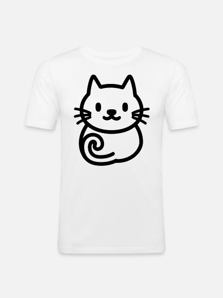 Katze - Männer Slim Fit T-Shirt - Weiß