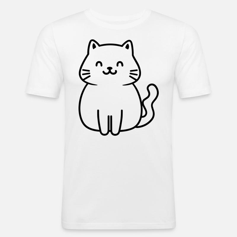 Katze - Männer Slim Fit T-Shirt - Weiß