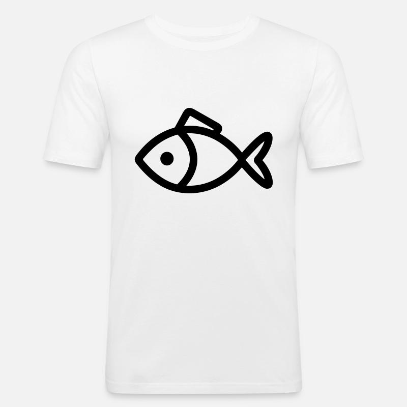 Fisch - Männer Slim Fit T-Shirt - Weiß