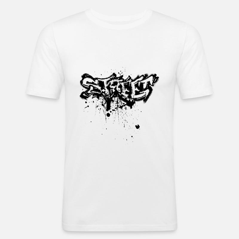 Graffiti-Straße - Männer Slim Fit T-Shirt - Weiß
