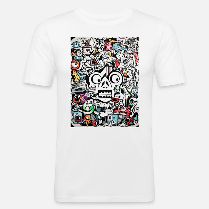 Graffiti Inspirationen:Gnu Abstract Graffiti - Männer Slim Fit T-Shirt - Weiß