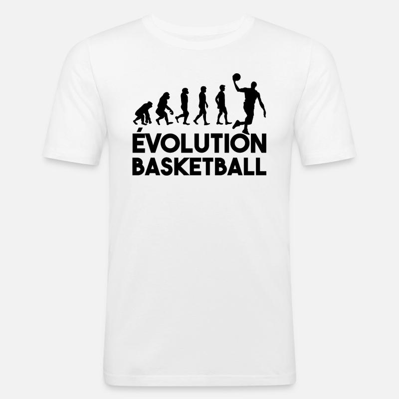 Basketball-Evolution - Männer Slim Fit T-Shirt - Weiß