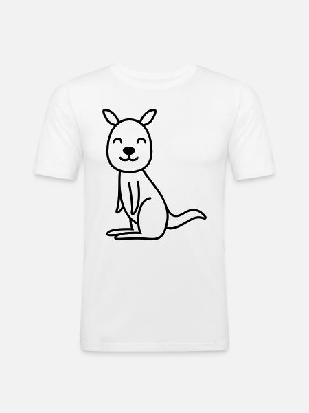 Kangaroo Comic - Männer Slim Fit T-Shirt - Weiß
