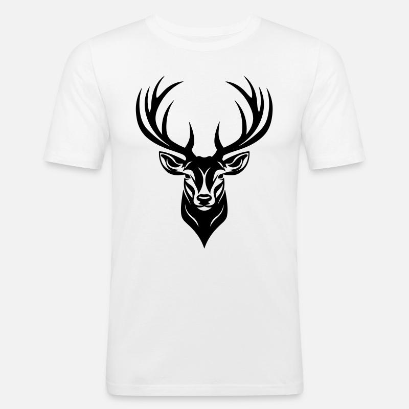 Hirsch Kopf - Männer Slim Fit T-Shirt - Weiß