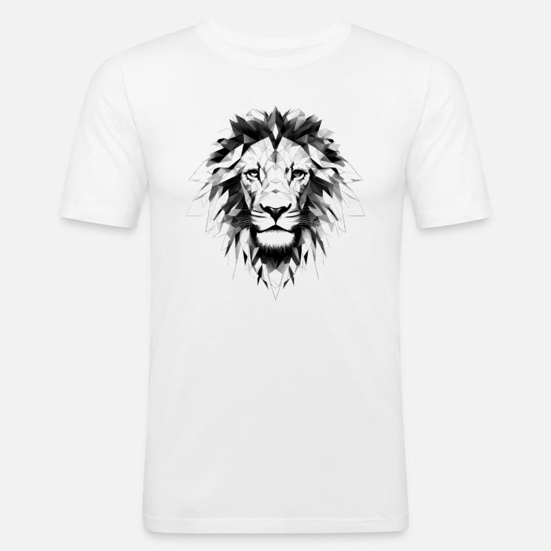 Löwe Geometrisch - Männer Slim Fit T-Shirt - Weiß