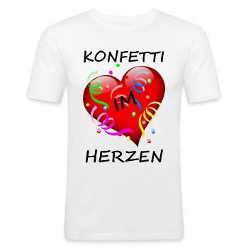 Konfetti im Herzen - Fasching - Karneval - Männer Slim Fit T-Shirt - Weiß - Vorne - Nik (191cm)