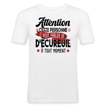 Écureuil Squirrel Chipmunk Cacahouète Rongeur - T-shirt près du corps Homme - blanc - Devant - Nik (191cm)