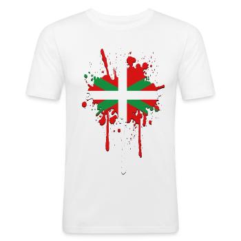 Pays Basque - Ikurriña - T-shirt près du corps Homme - blanc - Devant - Nik (191cm)