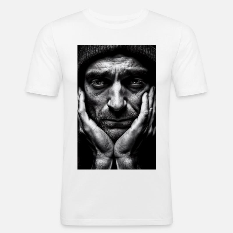Thinking Guy - Men's Slim Fit T-Shirt - white