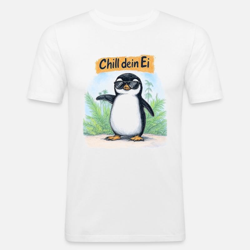 Chill dein Ei - Männer Slim Fit T-Shirt - Weiß