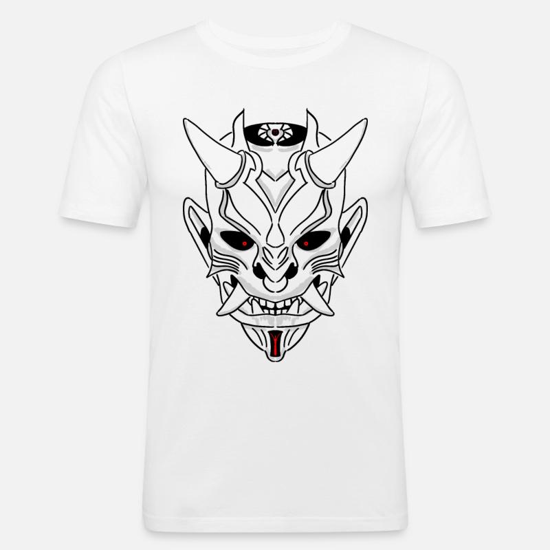 Japan Samurai Monster Schädel - Männer Slim Fit T-Shirt - Weiß