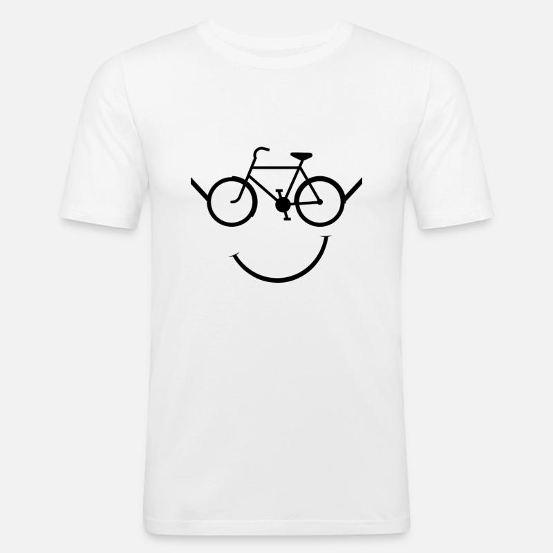 Fahrrad Smiley - Geschenk - Männer Slim Fit T-Shirt - Weiß