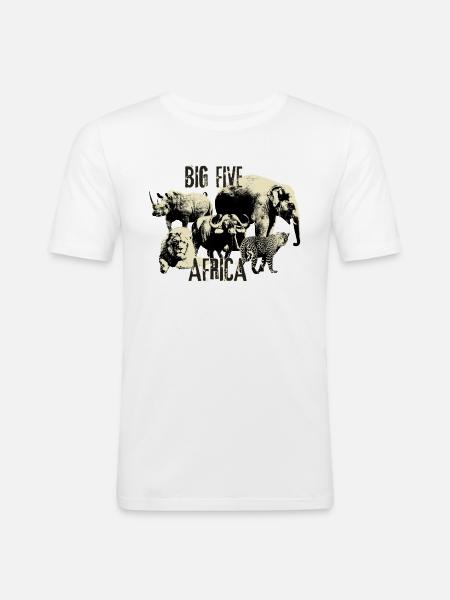 Africa Big Five Rhino Elephant Lion Leopard - Men's Slim Fit T-Shirt - white