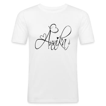 Annika Name Vorname Mädchen Kalligrafie Dekor - Männer Slim Fit T-Shirt - Weiß - Vorne - Nik (191cm)