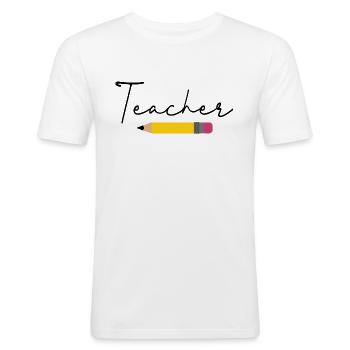 Teacher Pencil - Men's Slim Fit T-Shirt - white - Front - Nik (191cm)