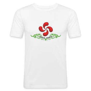 basque_cross_lauburu_7 - Men's Slim Fit T-Shirt - white - Front - Nik (191cm)