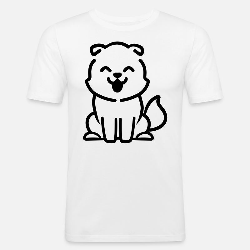 Hund - Männer Slim Fit T-Shirt - Weiß