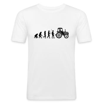 Traktor Trekker Bauer Landwirt Evolution schwarz - Männer Slim Fit T-Shirt - Weiß - Vorne - Nik (191cm)