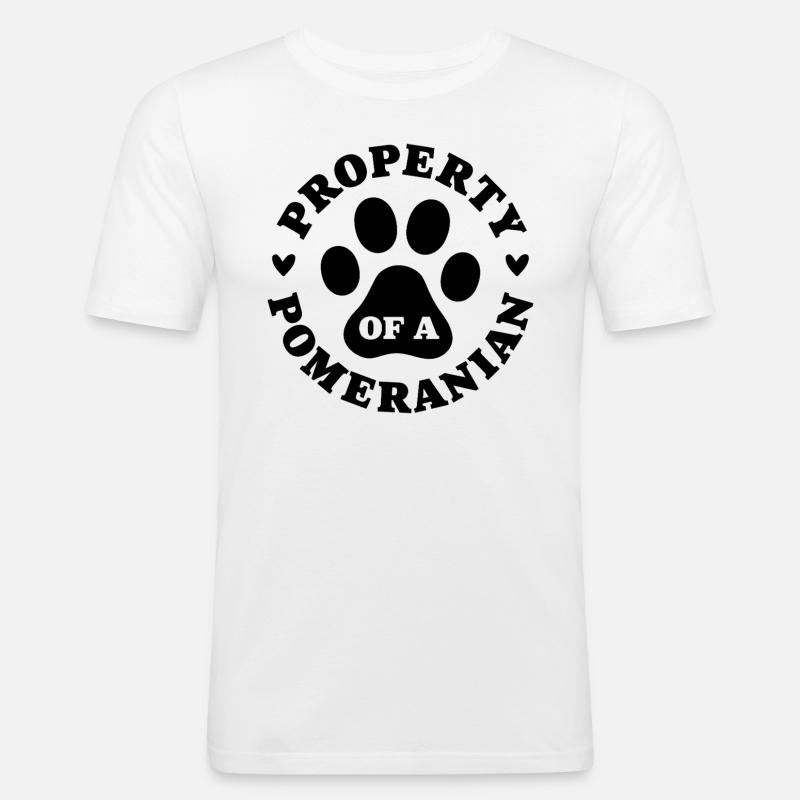 Eigentum eines Zwergspitzs - Männer Slim Fit T-Shirt - Weiß