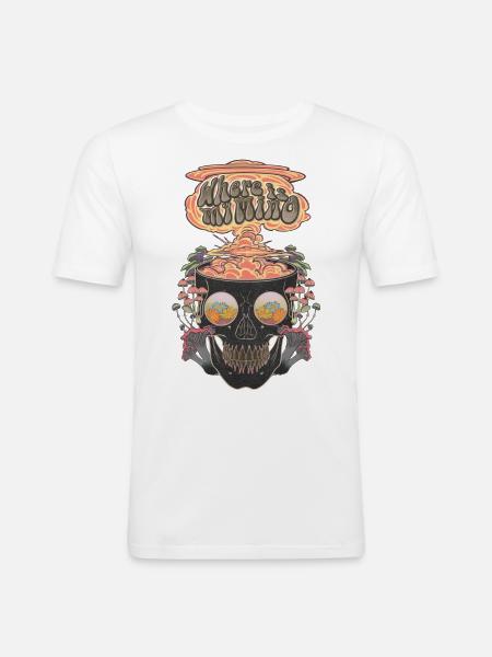 Magic Mushrooms - Männer Slim Fit T-Shirt - Weiß