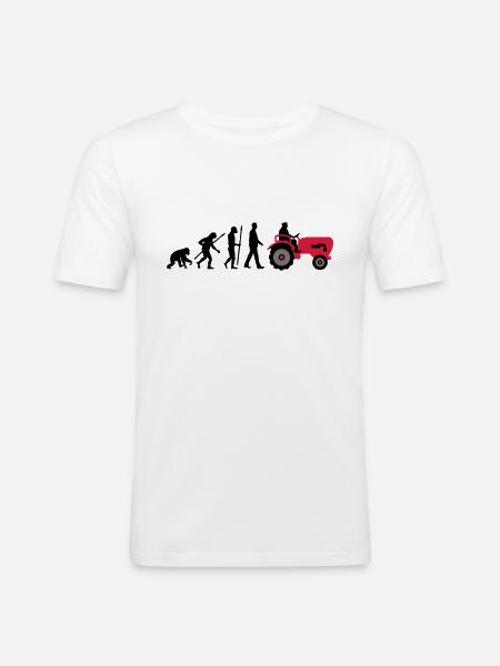 evolution_bauer_mit_traktor_032013_a_3c - T-shirt près du corps Homme - blanc