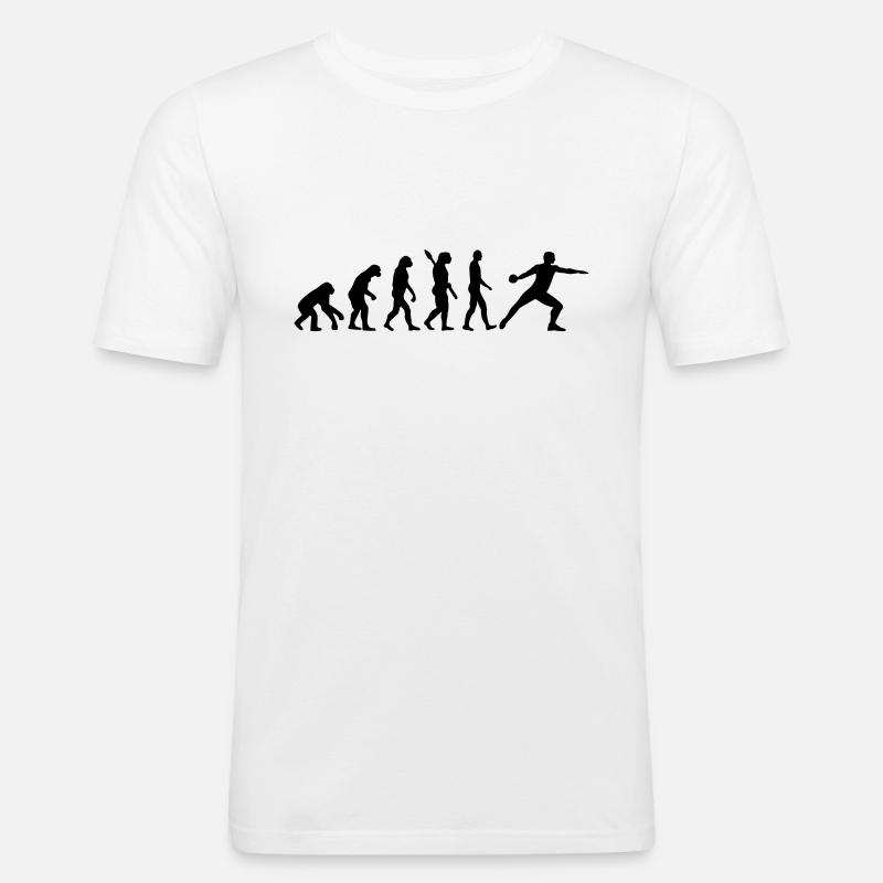 Évolution Lancer du disque - T-shirt près du corps Homme - blanc