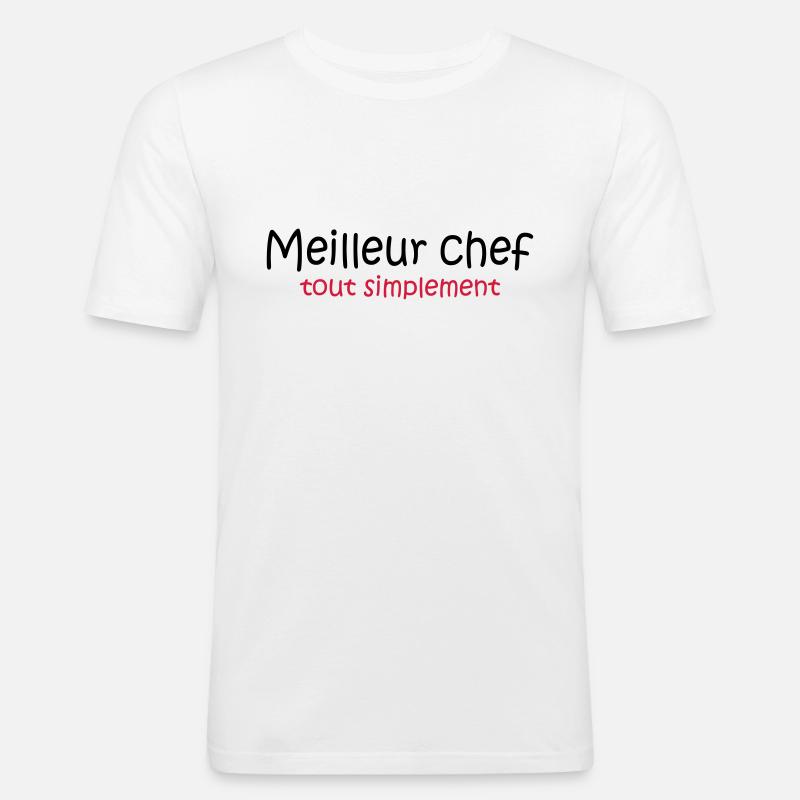 Meilleur chef tout simplement - Männer Slim Fit T-Shirt - Weiß
