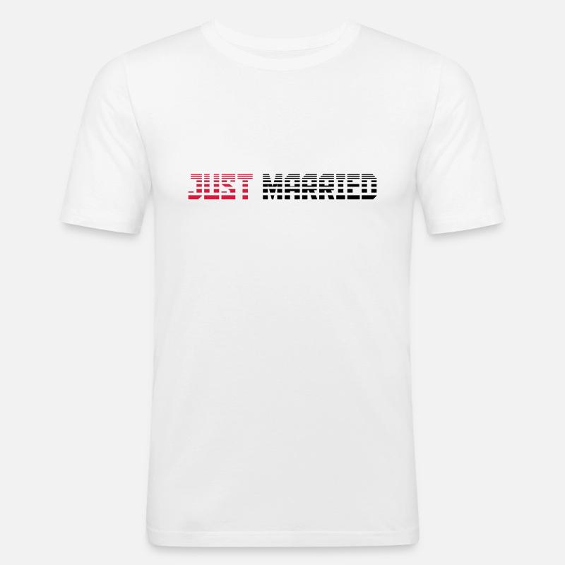 Just Married Text Logo Design - Männer Slim Fit T-Shirt - Weiß