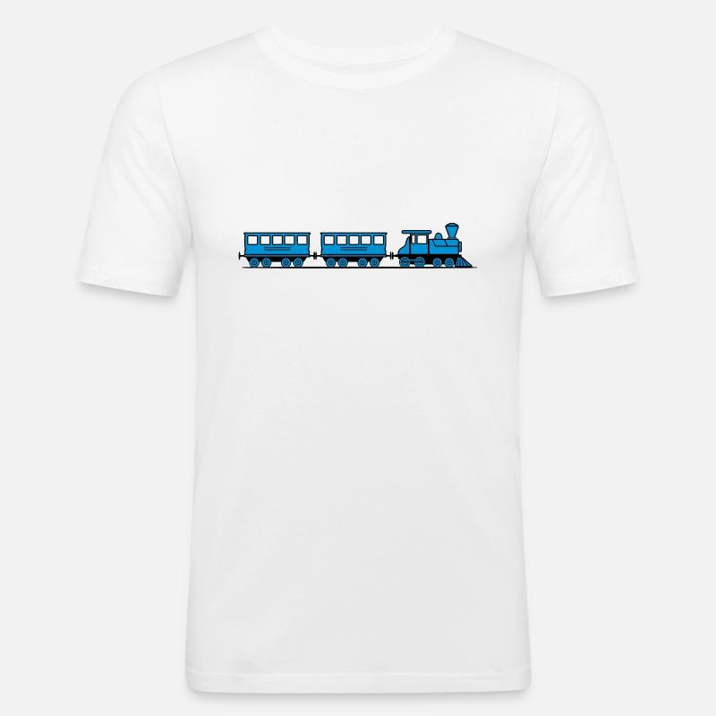 Zug Eisenbahn Dampflok Wagons - Männer Slim Fit T-Shirt - Weiß