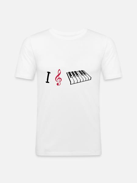 I love piano, piano - Men's Slim Fit T-Shirt - white