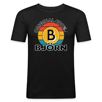 Björn - Männer Slim Fit T-Shirt - Schwarz - Vorne - Nik (191cm)