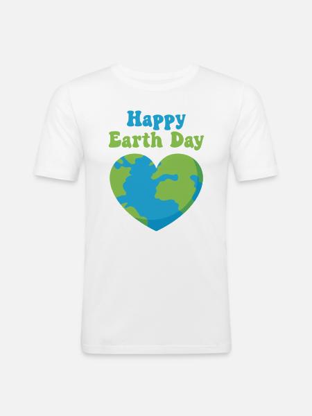 Happy Earth Day - Men's Slim Fit T-Shirt - white