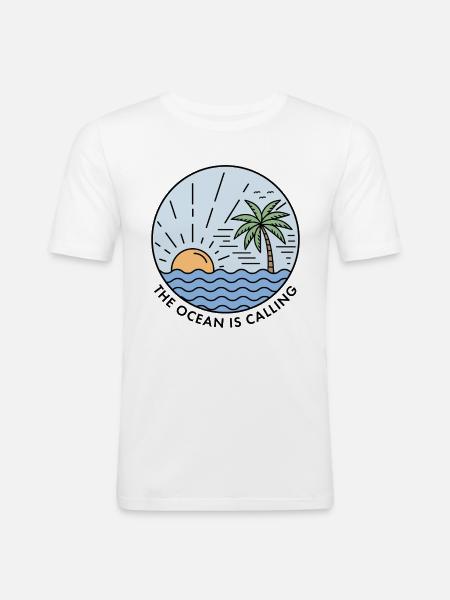 Der Ozean ruft - Männer Slim Fit T-Shirt - Weiß