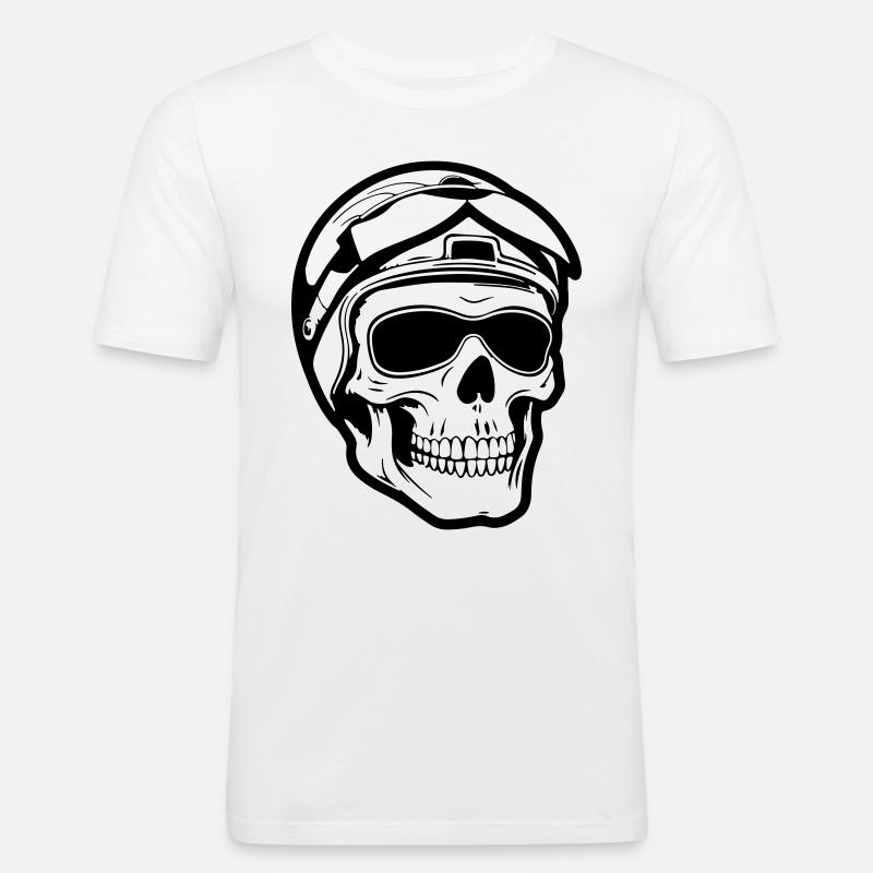 Skelett Biker - Männer Slim Fit T-Shirt - Weiß