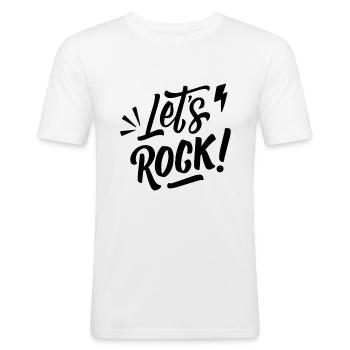 Let's Rock - Rock Music Rock & Roll - Men's Slim Fit T-Shirt - white - Front - Nik (191cm)